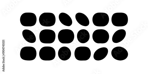 Canvas Print Abstract black and white pattern with organic shapes and lines Vector