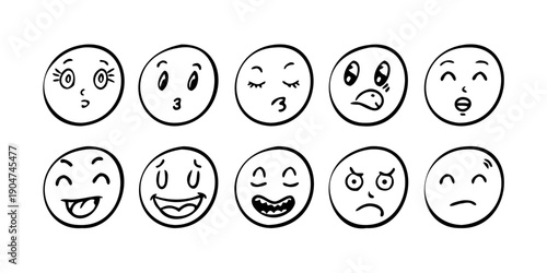Photos A diverse collection of expressive emoticons depicting various human emotions Ve