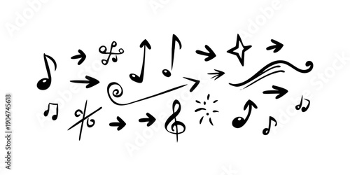 Foto A collection of musical notes and symbols in a whimsical and artistic design