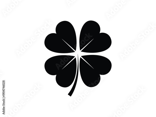 Black four-leaf clover icon, symbolizing luck and good fortune