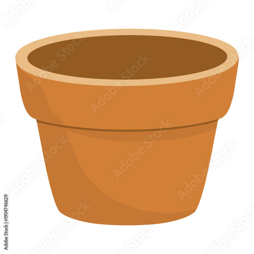 Classic Plant Pot, Terracotta Planter Illustration. Single Clay Pot Vector, Planter Illustration. Terracotta Planter