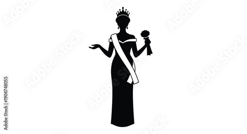 Elegant beauty queen in a striking black silhouette
