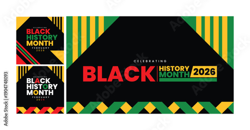 Black History Month Graphics: A vibrant composition of graphics proclaiming Black History Month, a tribute to the achievements and legacy of the black community. The design incorporates bold colors.