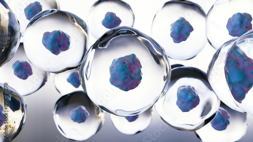 Photos Microscopic view of Human cells, Embryonic stem cell, Healthy cells with mitocho