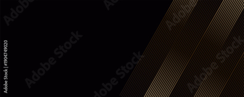 3D golden luxury abstract background overlap layer on dark space with vertical lines decoration. Modern graphic design element stripes style concept for web banner, flyer, card, or brochure cover