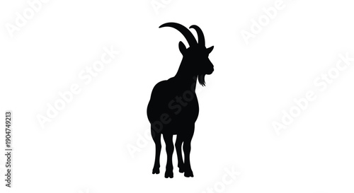 Black goat profile against a white background silhouette
