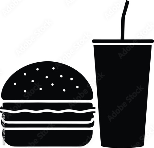 Fast Food silhouette vector burger and drink