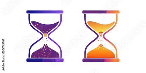 Obraz na plátně Two hourglasses with vibrant colors and unique designs side by side Vector