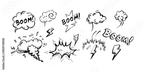 Obraz na plátne A variety of onomatopoeic sound effect words in a comic book style Vector