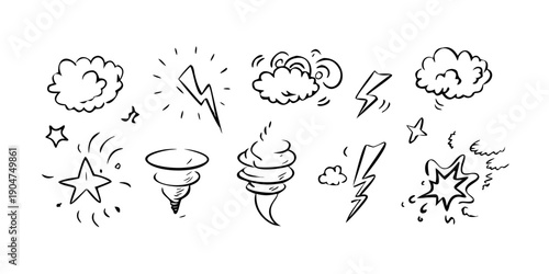 Tableau sur toile A collection of various weather symbols and icons representing different meteorological phenomena
