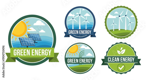 Eco friendly green energy logos and badges set