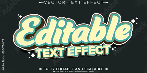 Retro sticker text effect, editable 70s and 80s text style