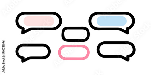Картината върху платно A diverse collection of speech bubbles and text boxes in various shapes and colors