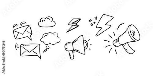 Illustration of various communication and notification icons Vector