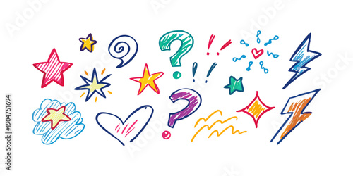 A vibrant collection of colorful doodles and shapes in a playful arrangement Vector