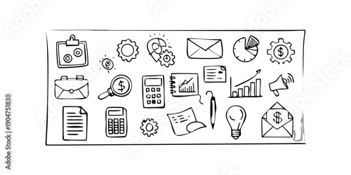 A diverse collection of icons representing various objects and concepts Vector