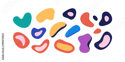 Assorted colorful shapes and objects on a white background Vector
