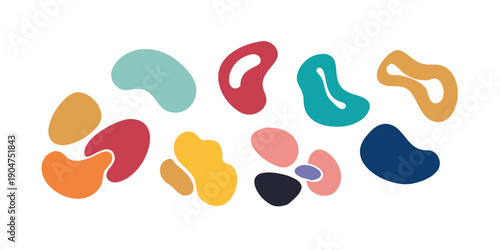 Assorted colorful candy pieces scattered on a white background Vector