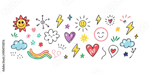 A colorful array of diverse icons representing various themes and symbols Vector