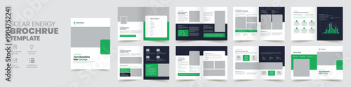 Modern Solar Energy Brochure Template, Renewable Power Business Profile, Sustainable Ecology Booklet, Corporate Annual Report Layout and Clean Environmental Catalog