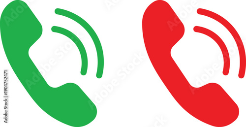 Phone call icons accept and decline. Incoming Call Vector Icon Set. Editable vector illustration of green answer and red decline buttons. incoming and outgoing contact interface vector on transparent 