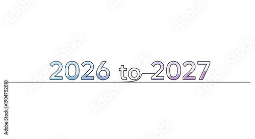 A continuous line drawing illustrating the numerical transition from year 2026 to 2027 signifying