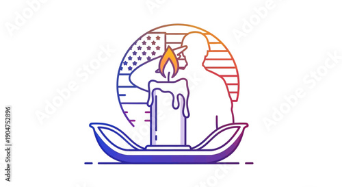 Solemn remembrance for veterans patriotic candle and saluting soldier honoring national heroes