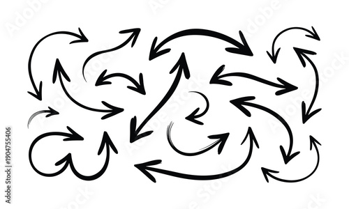 Dynamic arrows pointing in multiple directions on white background