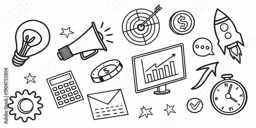 Bild auf Leinwand A collection of various icons representing different aspects of communication an