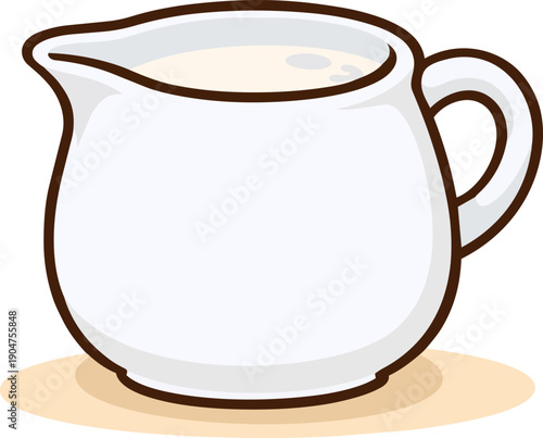 Cute flat milk pitcher jug kitchenware vector illustration isolated on white background.