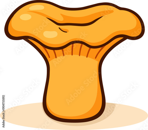Cute flat chanterelle mushroom ingredient vector illustration isolated on white background.
