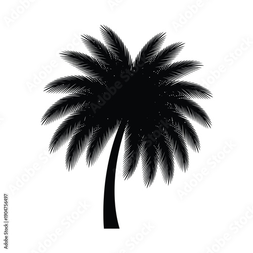 Tropical Palm Tree Vector Illustration. Minimalist Graphic Design Element for Beach Vacations, Exotic Landscapes, and Summer Holidays.