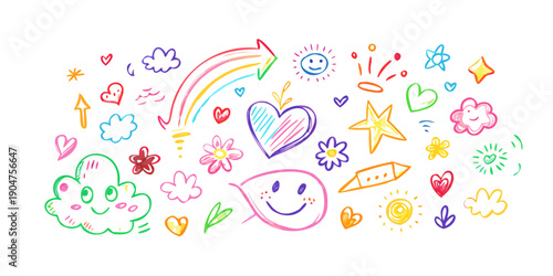 A vibrant and colorful collection of various symbols and icons representing love and affection Vector