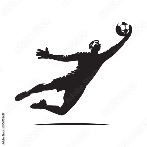 soccer goalie save vector silhouette clip art logo design illustration. abstract goalie save icon collection