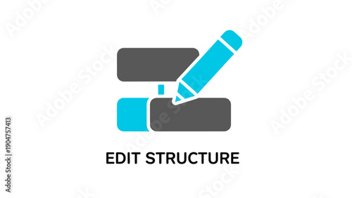 Edit Structure Icon. Conceptual Symbol for Data Modification, Workflow Diagram Editing, and System Reorganization.