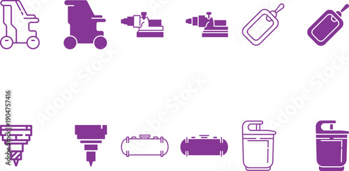 Industrial Tool Icons in Purple