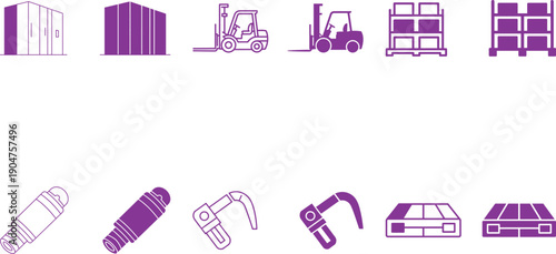 Industrial Warehouse and Construction Icons