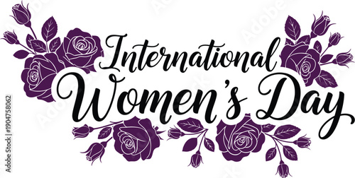 International women's day floral vector illustration with purple flowers