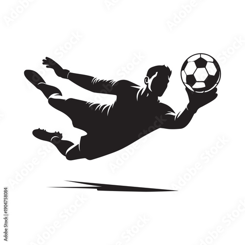 soccer goalie save vector silhouette clip art logo design illustration. abstract goalie save icon collection