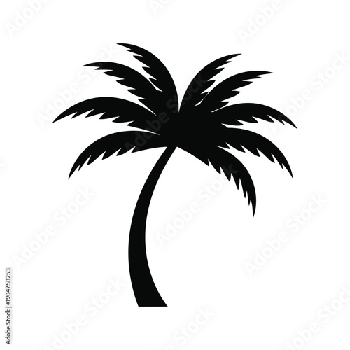 A clean and simple vector representation of a palm tree, versatile for various design needs from banners to stationery.