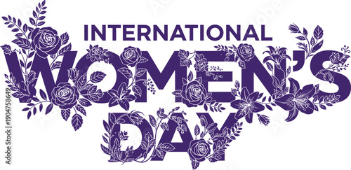 International women's day floral vector illustration for equality and empowerment