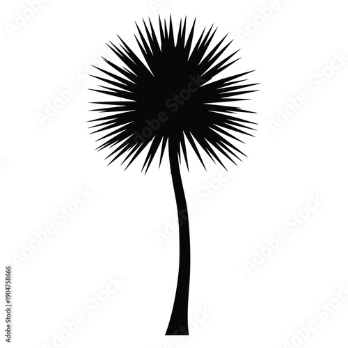 Palm tree silhouette vector with sun, tropical sunset scene illustration, warm colors and peaceful beach vibe.
