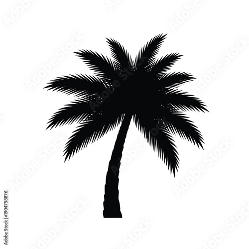 Serene Palm Tree Silhouette Vector for Relaxing Tropical Getaway Advertisements