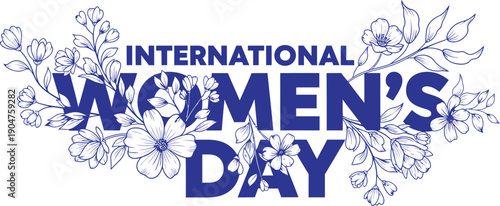 International women's day floral vector illustration for equality and empowerment