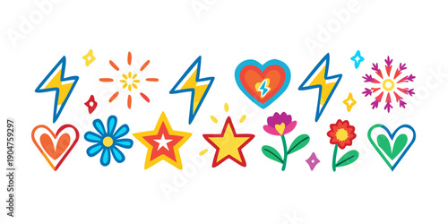 Fotografía A vibrant and colorful collection of stars, hearts, and other shapes