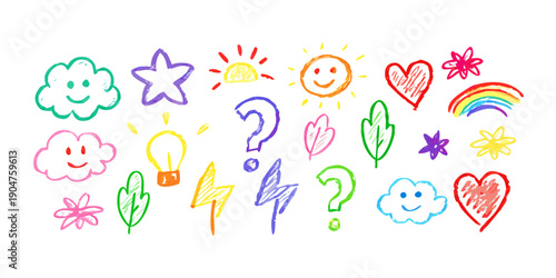 Φωτογραφία A delightful assortment of colorful and whimsical doodle art shapes Vector