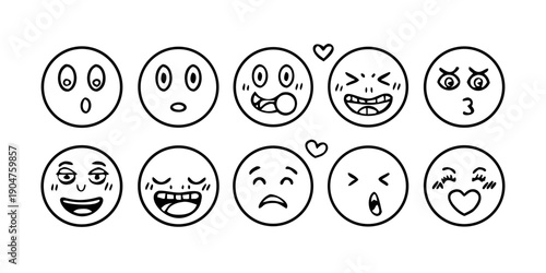 Canvas-taulu A diverse collection of emojis expressing various emotions and facial expression