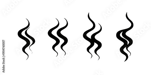 Fotografie Four distinct abstract black squiggly lines on a white background Vector