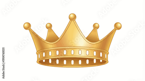 Golden Crown Vector Icon – Stylized Royal Crown with Five Points and Heart Accent for Achievement, Royalty, Luxury, Awards, and Digital Communication Design