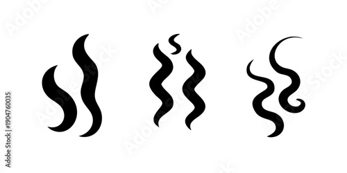 Canvastavla Three abstract wavy lines in black and white with varying thicknesses and curvat